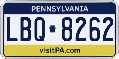 PA license plate LBQ8262