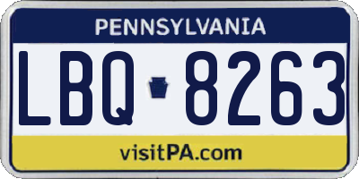 PA license plate LBQ8263