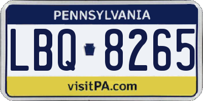 PA license plate LBQ8265