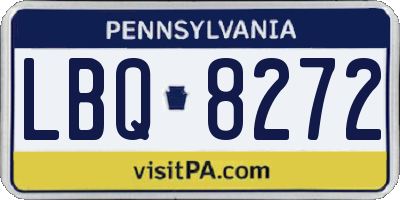 PA license plate LBQ8272