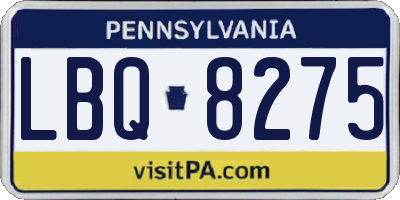 PA license plate LBQ8275