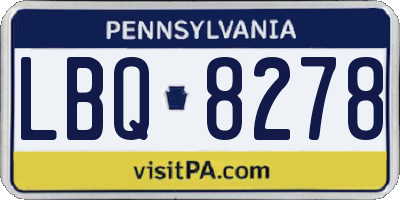 PA license plate LBQ8278