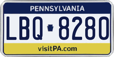 PA license plate LBQ8280