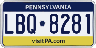 PA license plate LBQ8281