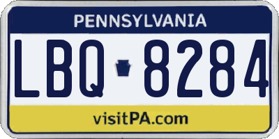 PA license plate LBQ8284
