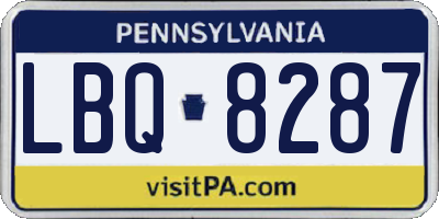 PA license plate LBQ8287