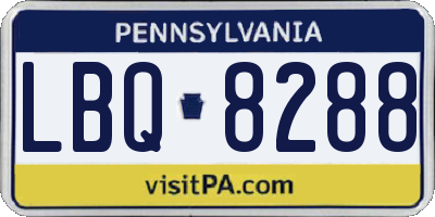 PA license plate LBQ8288