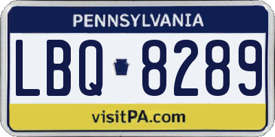 PA license plate LBQ8289