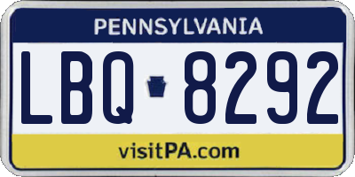 PA license plate LBQ8292