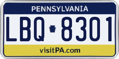 PA license plate LBQ8301