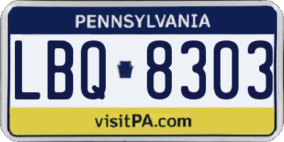 PA license plate LBQ8303