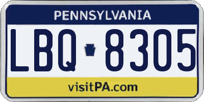 PA license plate LBQ8305