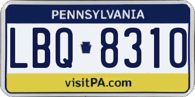 PA license plate LBQ8310