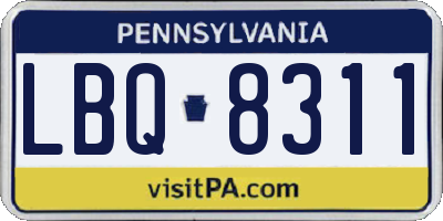 PA license plate LBQ8311
