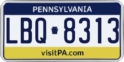 PA license plate LBQ8313