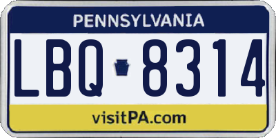 PA license plate LBQ8314