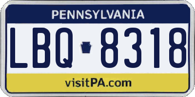 PA license plate LBQ8318