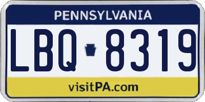 PA license plate LBQ8319