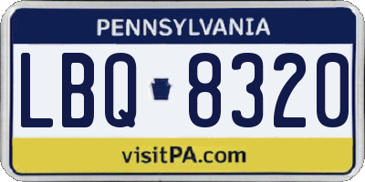 PA license plate LBQ8320