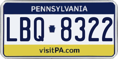 PA license plate LBQ8322