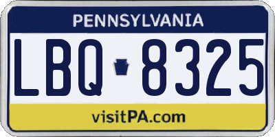 PA license plate LBQ8325