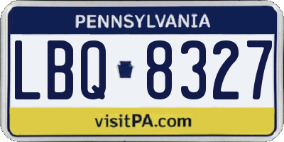 PA license plate LBQ8327