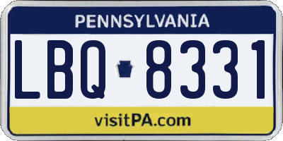 PA license plate LBQ8331