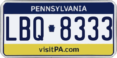 PA license plate LBQ8333