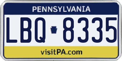 PA license plate LBQ8335