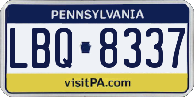 PA license plate LBQ8337