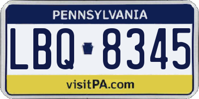 PA license plate LBQ8345