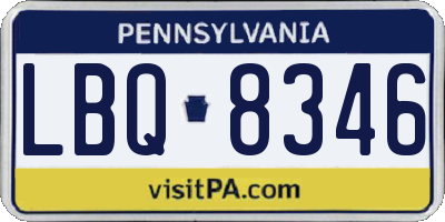PA license plate LBQ8346