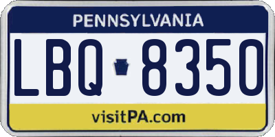 PA license plate LBQ8350