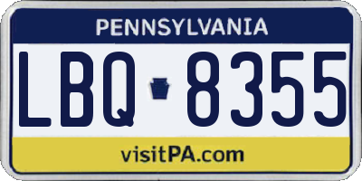PA license plate LBQ8355