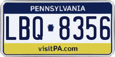 PA license plate LBQ8356