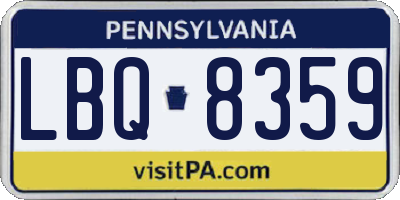 PA license plate LBQ8359