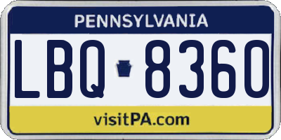 PA license plate LBQ8360