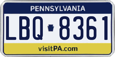 PA license plate LBQ8361