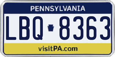 PA license plate LBQ8363