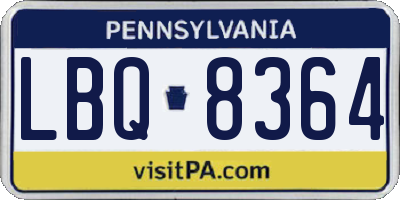 PA license plate LBQ8364