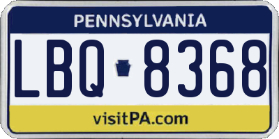 PA license plate LBQ8368