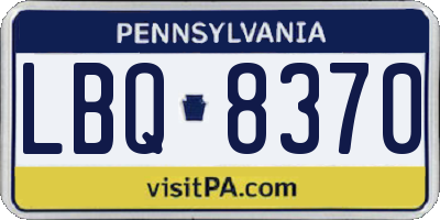 PA license plate LBQ8370