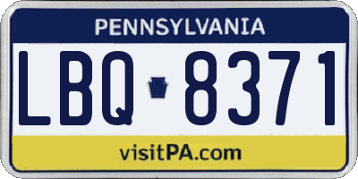 PA license plate LBQ8371