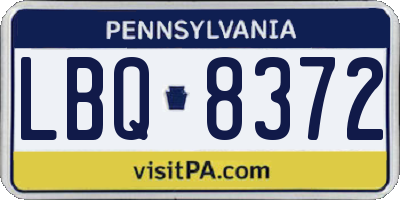 PA license plate LBQ8372