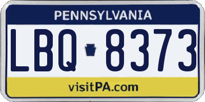 PA license plate LBQ8373
