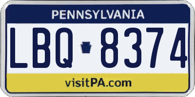 PA license plate LBQ8374