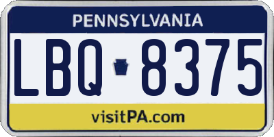 PA license plate LBQ8375