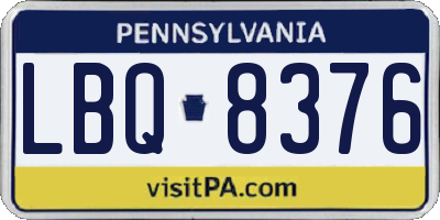 PA license plate LBQ8376