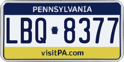 PA license plate LBQ8377