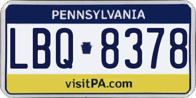 PA license plate LBQ8378